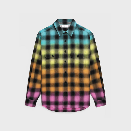 CHEMISE LOOSE TRAPPEUR IN COTON CARREAUX