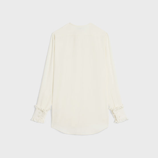 CHEMISE ROMY PLASTRON FRILL IN ACETATE SILK CREPE