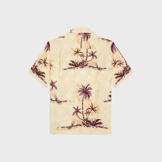 BOWLING SHIRT IN SOIE MAT BRILLANT HAWAII