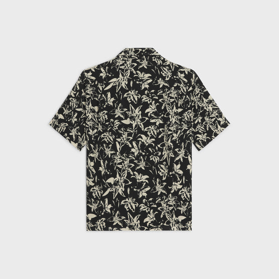BOWLING SHIRT IN TOILE VISCOSE FLEURS DE LYS