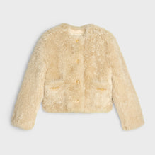 VESTE COL PUR POCHES SIGNATURE IN SHEARLING CHEVRE CACHEMIR