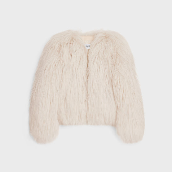 VESTE COL ROND IN CHEVRE HIMALAYA POILS LON