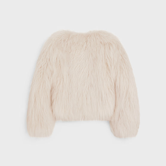 VESTE COL ROND IN CHEVRE HIMALAYA POILS LON
