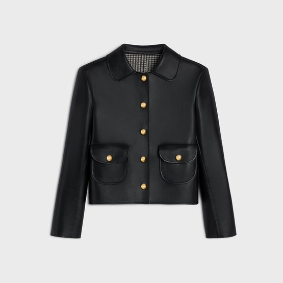 VESTE COL CLAUDINE IN LEATHER