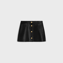 MINI JUPE TRAPEZE BOUTONS IN LEATHER