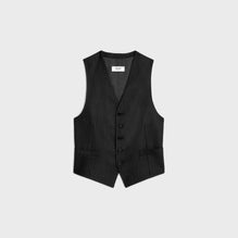 GILET 5B ENCOLURE V IN FLANELLE RAYÉE