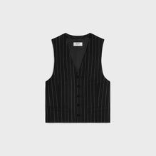 GILET ALBERT 5B 4 POCHES IN LAINE VIERGE LARGES PINSTRIPES
