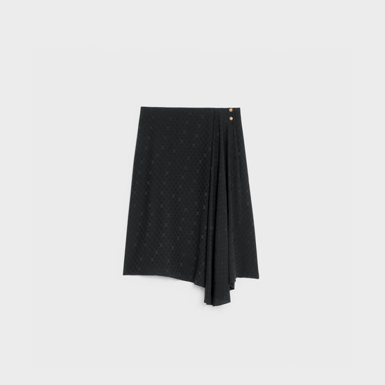 JUPE ASYMÉTRIQUE BOUTONS OR IN SOIE MAT BRILLANT TRIOMPH