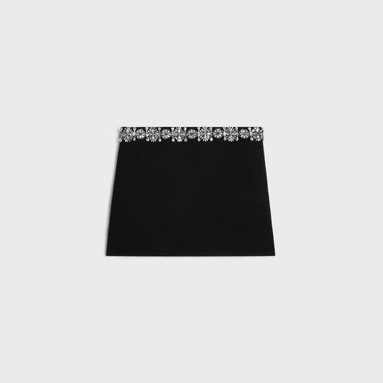 MINI JUPE DETAILS BIJOUX IN DIAGONAL WOOL