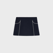 MINI JUPE TRAPEZE PIPING IN DOUBLE LAINE GAUFFREE LEGERE