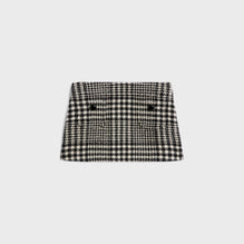 MINI JUPE TRAPEZE TAILLE BASSE IN NATTE LAINE PRINCE DE GALLES