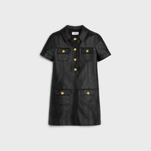 MINI ROBE COL CHEMISE IN LEATHER