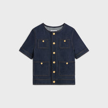 VESTE CROPPED MANCHES COURTES IN LIGHT WEIGHT INDIGO DENIM