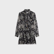 MINI ROBE LAVALLIÈRE MILITAIRE IN GEORGETTE BOUQUET DECO