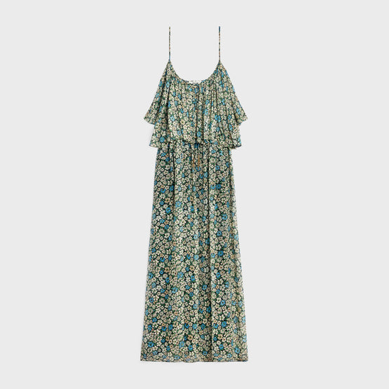 ROBE BAIN DE SOLEIL FRONCEE IN GEORGETTE SOIE JARDIN HIV