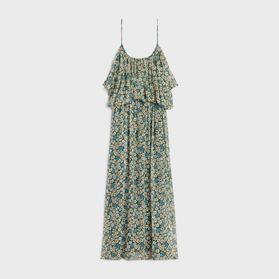 ROBE BAIN DE SOLEIL FRONCEE IN GEORGETTE SOIE JARDIN HIV