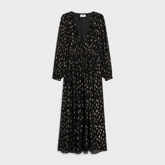 ROBE LONGUE DECOLLETE V IN GEORGETTE SOIE FIL COUPE