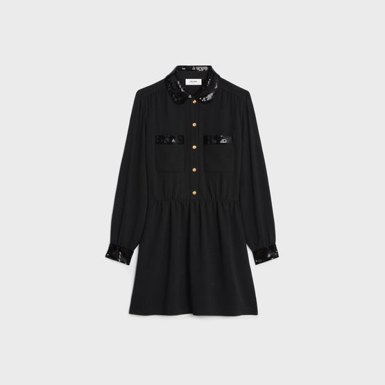 MINI ROBE PENSIONNAIRE IN SABLE VISCOSE