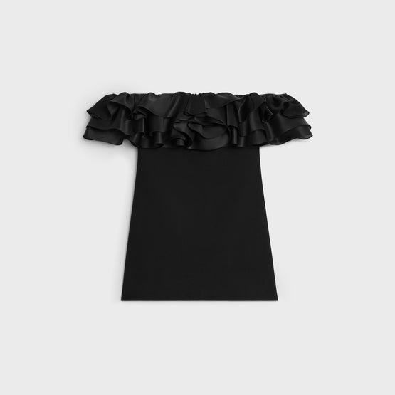 MINI ROBE COCKTAIL VOLANT MAXI IN SABLE DE LAINE