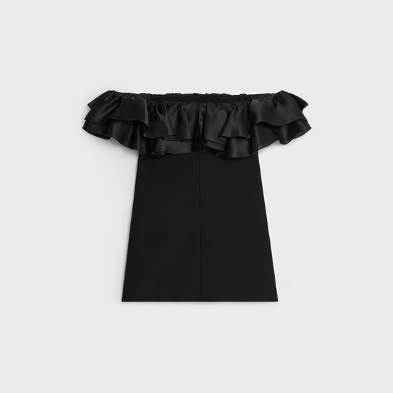 MINI ROBE COCKTAIL VOLANT MAXI IN SABLE DE LAINE