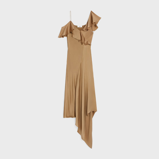 ROBE LINGERIE ASYMETRIQUE IN SILK SATIN CREPE