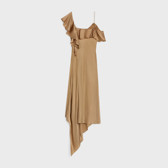 ROBE LINGERIE ASYMETRIQUE IN SILK SATIN CREPE