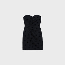 MINI ROBE BUSTIER DÉCOLLETÉ IN SABLÉ DE LAINE FLOQUÉ COE