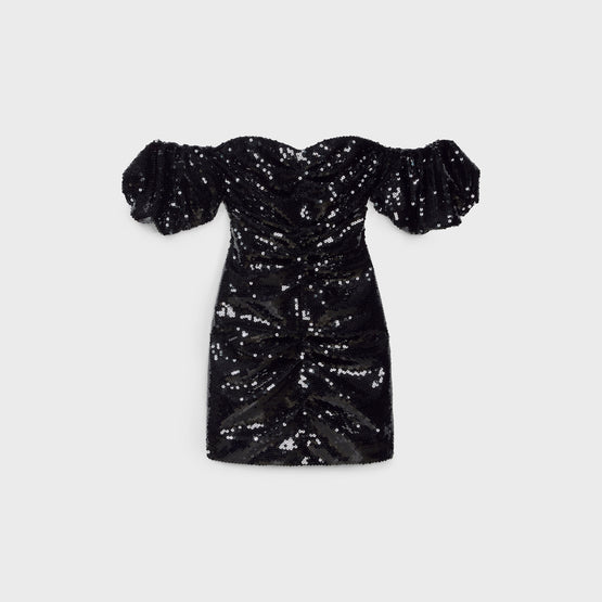 MINI ROBE BUSTIER IN SEQUINS FLUIDE