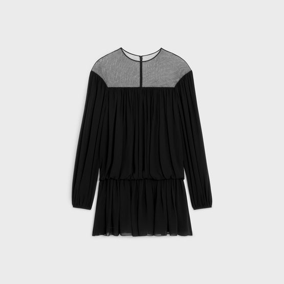 ROBE FRONCÉE OPPO TULLE IN SILK GEORGETTE