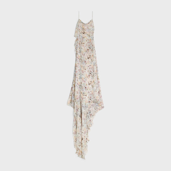 SLIPDRESS FOULARD IN MOUSSELINE FLEURS CHINÉES