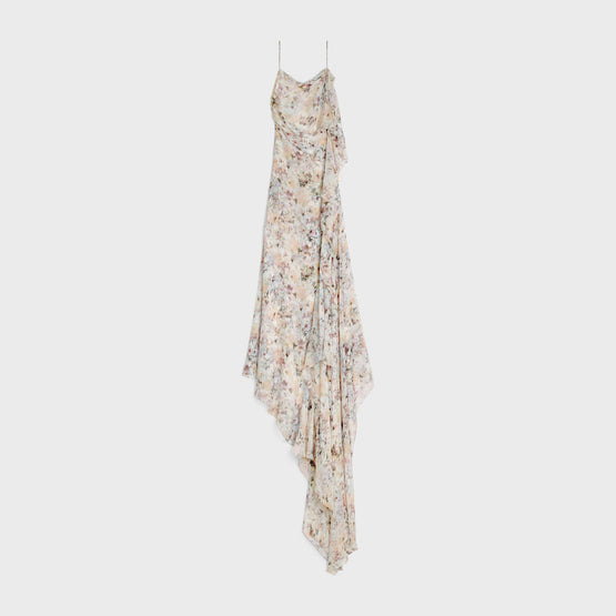 SLIPDRESS FOULARD IN MOUSSELINE FLEURS CHINÉES