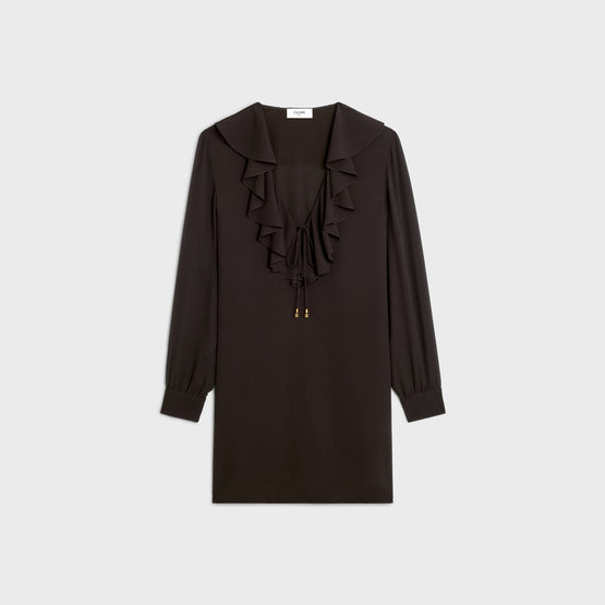 MINI ROBE JABOT IN SILK GEORGETTE
