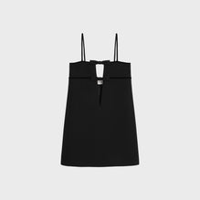 MINI ROBE TRAPEZE NŒUDS IN DOUBLE LAINE GAUFFREE