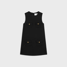 MINI ROBE TRAPEZE CEINTUREE IN TRICOTINE LAINE DOUBLE