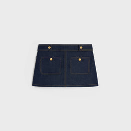 MINI JUPE TRAPEZE IN LIGHT WEIGHT INDIGO DENIM