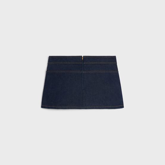 MINI JUPE TRAPEZE IN LIGHT WEIGHT INDIGO DENIM