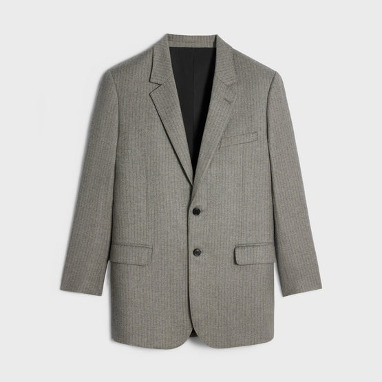 BLAZER BNF 2B COL DROIT IN FLANELLE LAINE CACHEMIRE RAYEE