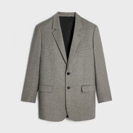 BLAZER BNF 2B COL DROIT IN FLANELLE LAINE CACHEMIRE RAYEE