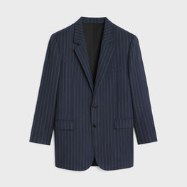 BLAZER BNF 2B COL DROIT IN LAINE RAYURE FANTOME