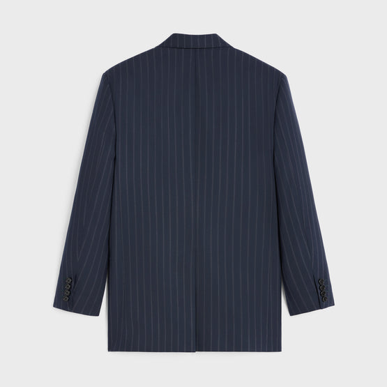 BLAZER BNF 2B COL DROIT IN LAINE RAYURE FANTOME