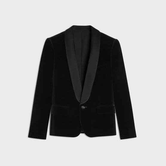 VESTE COURTE TUX 1B COL CHALE IN COTTON VELVET