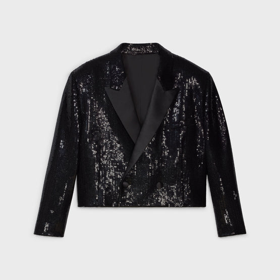 SPENCER 2B CROISE TUX IN SABLE PAILLETTES ALL-OVER