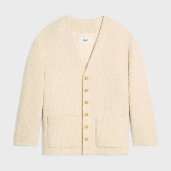 VESTE CARDIGAN LONGUE IN CASHMERE BOUCLETTE NATTE