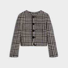 VESTE VERNEUIL COL PUR IN NATTE LAINE PRINCE DE GALLES