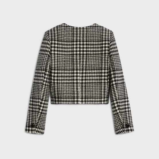 VESTE VERNEUIL COL PUR IN NATTE LAINE PRINCE DE GALLES