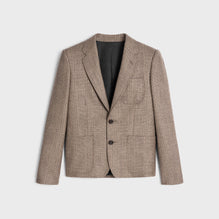 VESTE COURTE 2B COL DROIT IN LAINE PRINCE DE GALLES