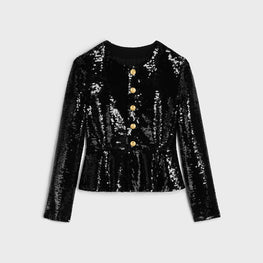 VESTE CHELSEA BASQUE BRODEE IN MOUSSELINE SOIE PAILLETTES