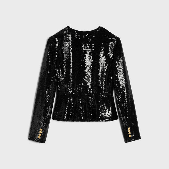 VESTE CHELSEA BASQUE BRODEE IN MOUSSELINE SOIE PAILLETTES