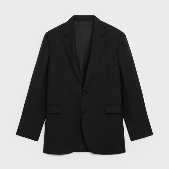 VESTE BOXY 2B COL DROIT IN WOOL GABARDINE