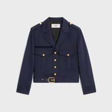 VESTE SAHARIENNE CROPPED IN DIAGONAL WOOL